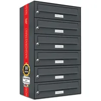 AL Briefkastensysteme 6er Briefkastenanlage Anthrazit inkl. Zeitungsfach