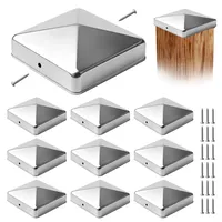 10 Stück Pfostenkappen 9X9CM,Edelstahl Pfostenkappe,Abdeckkappe Für Pfosten,Zaunpfosten Kappen,Abdeckkappe Metall Für Zaun Und Garten,Holzpfosten,Terrassenpfosten(Silber)