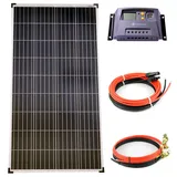 Solar Set 12V 1x130 Watt Poly Solarmodul 10A Laderegler gelb Kabel Inselanlage