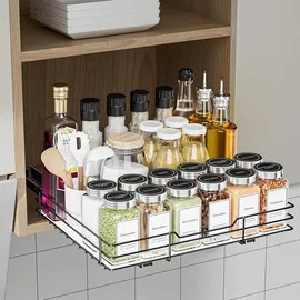 luxuskollektion Ausziehbares Gewürzregal Schwarz für Schrank - Platzsparend