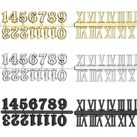 Tiardey DIY Digital Clock Numbers Kit mit 6 arabischen und römischen Zahlen für den Ersatz von Uhrenreparaturzubehör (Gold, Silber, Schwarz)