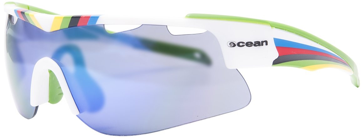 OCEAN SUNGLASSES - Alpine - lunettes de soleil - Monture : Blanc/Vert/Arc-en-ciel - Verres : Revo Vert (93000.13)