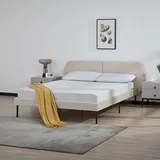 [en.casa] Polsterbett Porvoo Samt 140x200 cm Beige