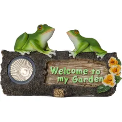 LED-Solar-Figur"Frogy" Frösche auf Baumstumpf