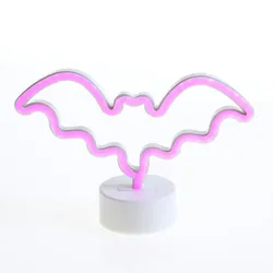 LED NEON Licht Fledermaus Neonlicht Schild Leuchtfigur Batterie USB H: 17cm pink
