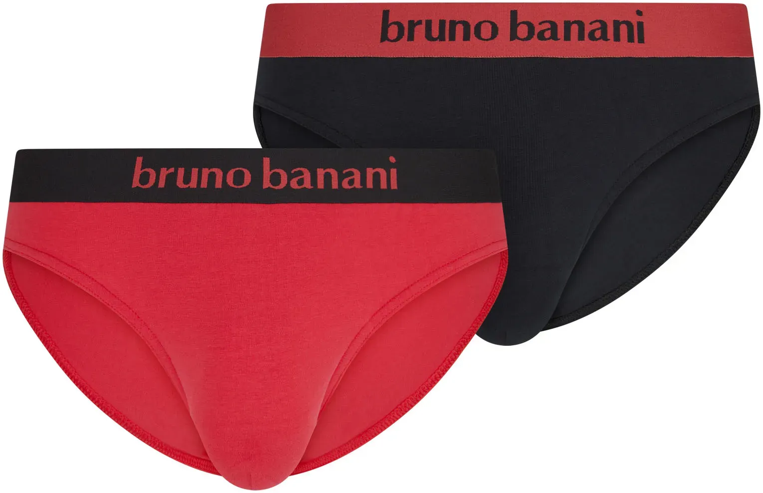 Bruno Banani Slip »Flowing«, (2er Pack), mit Logobund Bruno Banani rubinrot/schwarz S