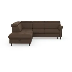 Ecksofa SIT & MORE "Marano L-Form", braun, B:252cm T:216cm, 100% Polyester, Sofas, inklusive Kopfteilverstellung, wahlweise mit Bettfunktion, Bettkasten
