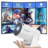 mentech Mini Beamer, 180° drehbarer Mini Projektor mit WiFi und Bluetooth, 130" Smart-Projektor mit Android TV 11.0, 1080P, 2.4G/5G WiFi 6, Automatische Trapezkorrektur für Heimkino, Weiß