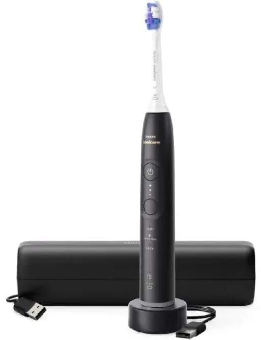Philips Sonicare 6500 HX7411/02 Elektrische Zahnbürste, 62000 Bewegungen/Min, 3 Modi, 3 Intensitäten, Smartphone-App, Druckwarnung, BrushSync-Erinnerung, 1 Kopf, Schwarz