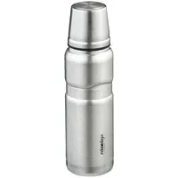 Relaxdays Trinkflasche mit Becher, 500 ml, Schwarz,Silber