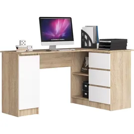 akord furniture factory Eck-Schreibtisch AKORD B20 rechts Sonoma-Eiche Front Weiß B155 x H77 x T85 cm - Bronze/Weiß