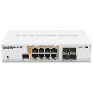 Mikrotik CRS112-8P-4S-IN Netzwerk-Schalter, Gigabit Ethernet (10/100/1000), weißer Ethernet-Anschluss unterstützt die Stromversorgung über diesen Port (PoE)