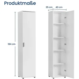home collective Schmaler Mehrzweckschrank 40 x 35 x 184 cm Weiß