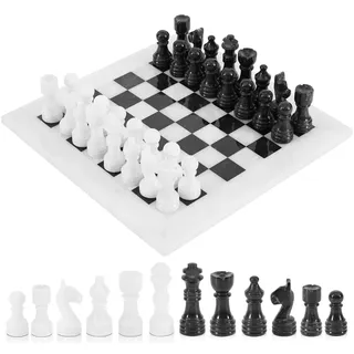 Radicaln Schachspiel, komplett aus Marmor, handgefertigt, Staunton, komplettes Schach-Set für Zwei Spieler, Weiß/Schwarz