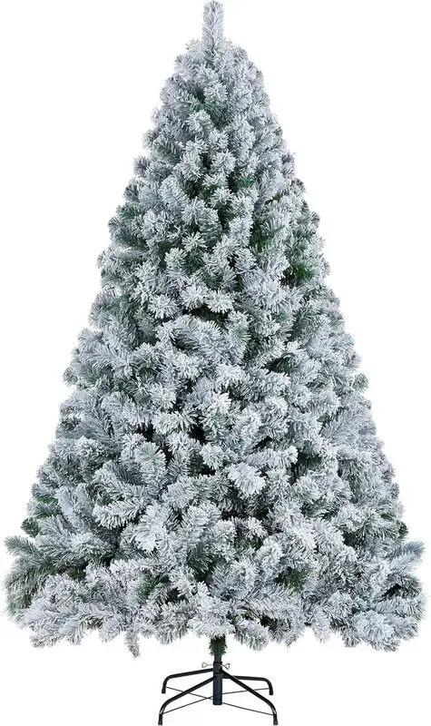 Yaheetech 6FT künstlicher Weihnachtsbaum mit faltbarem Stand, Scharnierkunsttanne mit Schnee, lebensecht, dekorativer Weihnachtsbaum mit 820 PVC-Zweigen, grün & weiß