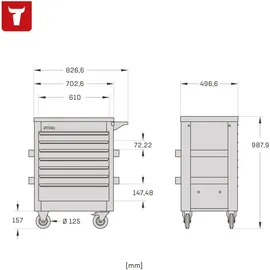 Stier Werkstattwagen Premium leer mit Edelstahl-Arbeitsfläche