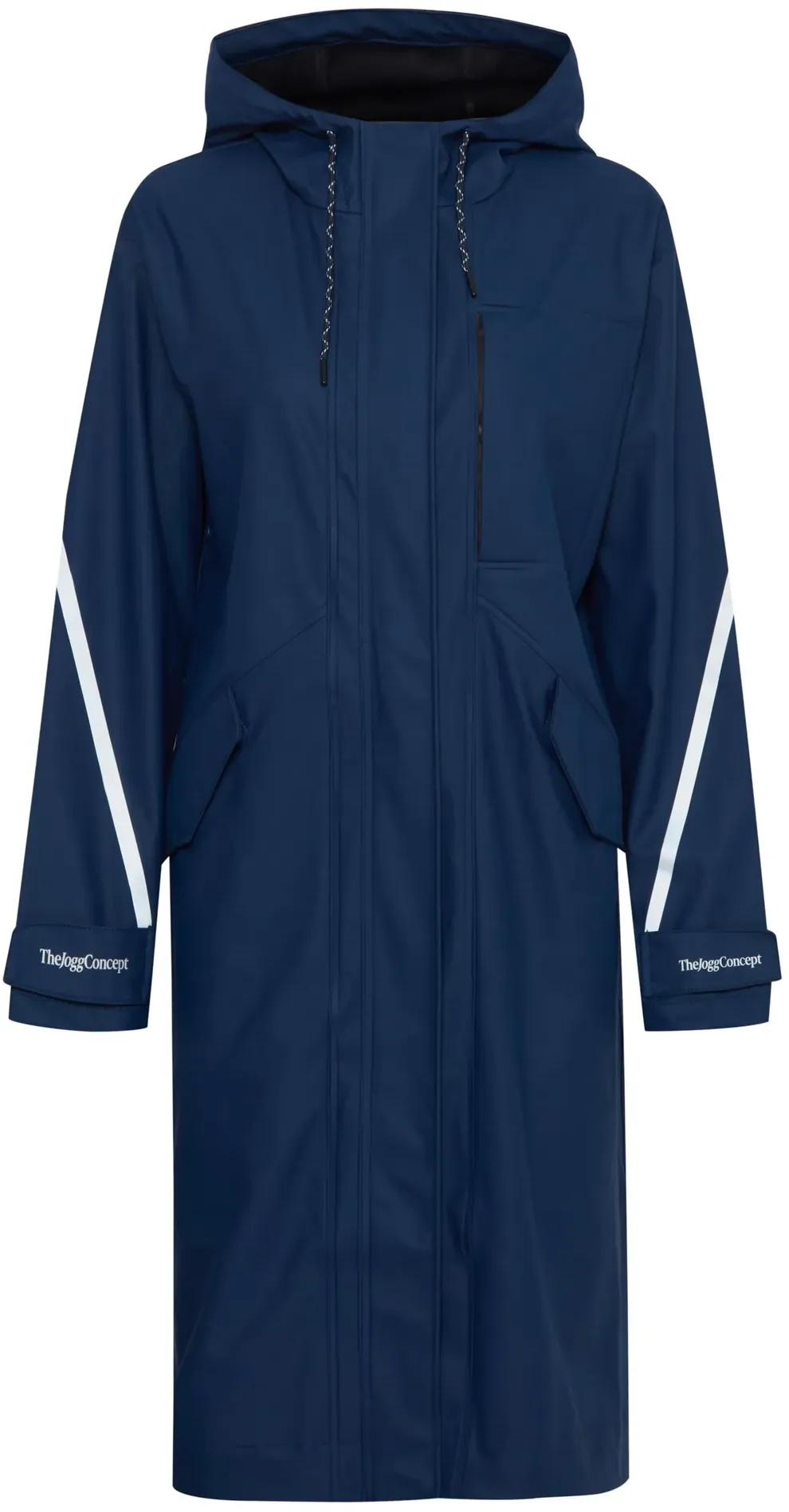 Regenmantel THEJOGGCONCEPT "Regenmantel JCBLENDA POCKET COAT" Gr. XS, blau (medieval blau) Damen Mäntel