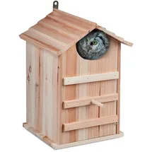 Relaxdays Eulen Nistkasten Holz Hellbraun,