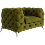 s-style möbel Chesterfield-Sessel Kalina Samt 72 x 71 x 70 cm Grün mit Wellenfederung