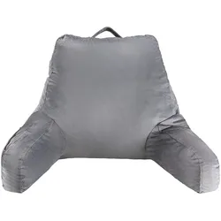 VEVOR Lesekissen Bettkissen in Standardgröße mit geschreddertem Memory-Schaum, Rückenkissen mit 3 Taschen & waschbarem kurzem Samttuch, Oberseite mit Griff, zum Fernsehen Lesen Spielen Grau