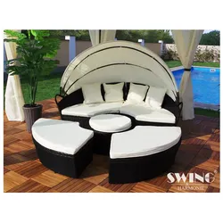 Swing&Harmonie LED - Sonneninsel Rattan Lounge Polyrattan Sitzgruppe Liege Insel inkl. Abdeckcover  - versch. Ausführungen