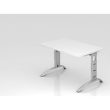 Hammerbacher Savona höhenverstellbarer Schreibtisch weiß rechteckig, C-Fuß-Gestell silber 120,0 x 80,0 cm