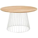 Solpuri Beistelltisch Grid - 90 cm rund / 45 cm hoch 301 weiß 400 Teak