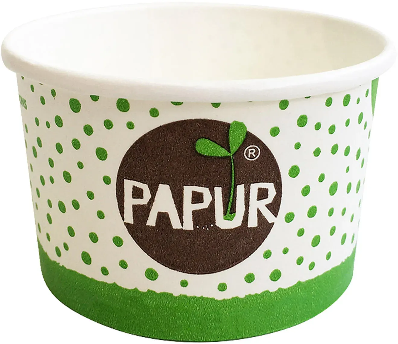 Bio Eisbecher Pappbecher PAPUR 100% ohne Kunststoff 260ml O92 Höhe 55mm, 50 Stk.