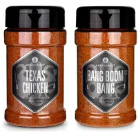 Ankerkraut Texas Chicken BBQ Rub, 230g & Bang Boom Bang, 210g im Streuer, Scharfer Spicy BBQ Rub, Gewürzzubereitung für Fleisch