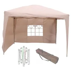Lex Alu Pavillon Faltpavillon 3x3m Gartenpavillon Gartenzelt Partyzelt Wasserdicht Beige : Beige