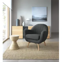 Sessel TRENDMANUFAKTUR "Fuelta, Loungesessel, organische Formensprache, bequem, Solitärsessel", grau (graphite), B:83cm H:85cm T:80cm, 92% Polyester, 8% Nylon, Sessel, mit auffälligem Nahtbild und schönen Füßen aus Holz