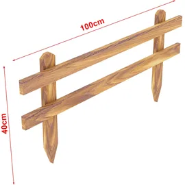 [en.casa] Zaun-Set 100 x 40 cm Beige/Holz