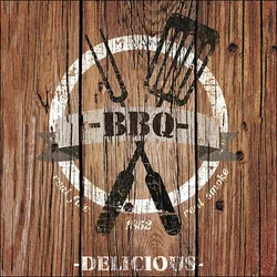 Ambiente 20 Servietten Papier 33x33cm 3-lagig - hochwertige Einweg Papierservietten BBQ Grillmotiv Holzoptik Männerabend Sommer Grillparty Gartenfest Tischdeko
