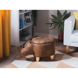 Beliani Tierhocker mit Stauraum Kunstleder 60 x 35 x 32 cm Braun