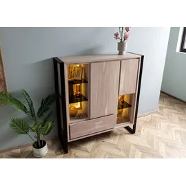 MASSIVMOEBEL24.DE Highboard 130 x 140 x 40 cm Beige