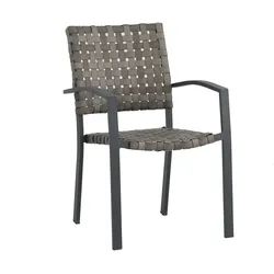 METRO PROFESSIONAL Gastro Armlehnstuhl stapelbar Coto, Aluminium/Polyrattan, dunkelgrau