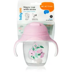 BabyOno Be Active Sippy Cup with Weighted Straw Trainingsbecher mit Strohhalm 6 m+ Butterfly 240 ml
