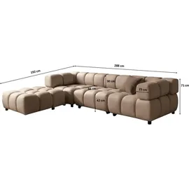kaiser möbel Ecksofa L-Form Bolla, stoff Bluvel, Latte, Links - Beige