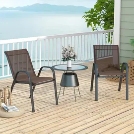 Costway Gartenstuhl 56 x 70 x 84 cm Braun/Schwarz 4 St.