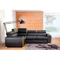 Xlmoebel Ecksofa Sofa mit Schlaffunktion in L-Form aus Leder und Stoffbezug - Ecksofa, Hergestellt in Europa gelb|schwarz