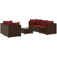 vidaXL 6-tlg Garten-Lounge-Set mit Kissen Braun Poly Rattan Modell 18