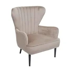 Mendler Lounge-Sessel HWC-K37, Cocktailsessel Polstersessel Sessel, Samt (280g/m2) ~ taupe