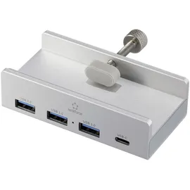 Renkforce RF-ACHB-350 1+3 Port USB 3.1 Gen 1-Hub mit Aluminiumgehäuse Silber