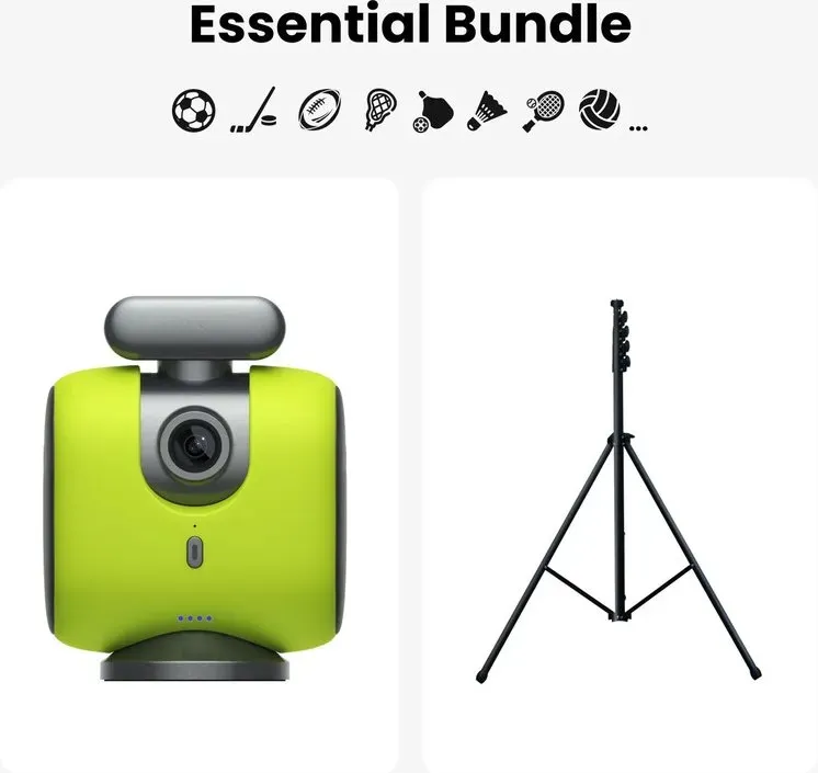 (Essential Bundle) XbotGo Chameleon AI Team-Sport-Actionkamera 4K 60 FPS mit NT4 3,9 m Stativ – Automatische Tracking-Funktion für Fußball und Basketball, freihändige Actionkamera für Sport, Live-Streaming, ohne Abonnement, kompatibel mit iOS & Android (Limettengrün)