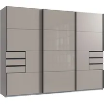 WIMEX Schwebetürenschrank WIMEX "Tilburg", grau (saharagrau, durchgängige türfront glas saharagrau, absetzung grafit), B:270cm H:208cm T:65cm, Spanplatte, Schränke, Schwebetürenschrank, mit Glaselementen