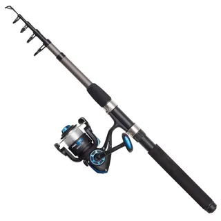 DAM Full Tech Tele Spinning Combo, Süßwasserangler Angelrute Rolle Hecht Barsch Zander Mehr, Starkes Leichtgewicht Vielseitig, Schwarz Grau, 2.10m Mäßig schnelle Rute, 3000er Rolle