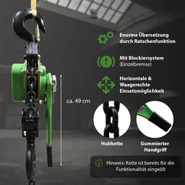 Trutzholm Ratschenzug 6 t Tragkraft - 3 m Hubhöhe Hebezug Kettenzug Hebelzug Flaschenzug