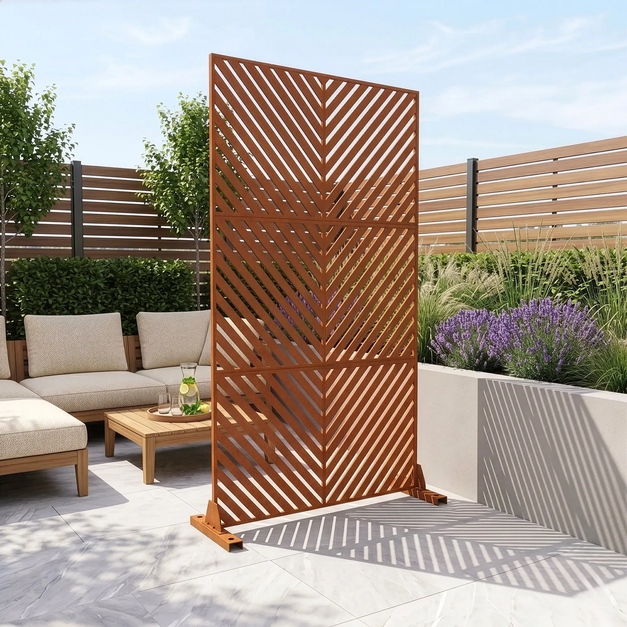 Trennwand Kekan Corten Stahl 180x90 cm Edelrost [casa.pro]