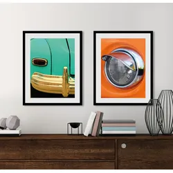 queence Bild »Halogen«, Auto-Fahrzeuge, (1 St.), HD Premium Poster-Druck inkl. Holzrahmen queence Farbe Rahmen: schwarz + Farbe Bild(er): orange