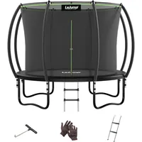 LeJump 305 cm Outdoor Trampolin für Kinder und Erwachsene, großes Garten-Trampolin mit Netz und Leiter, GS-zertifizierte Trampoline, Tragfähigkeit 150 kg (Schwarz)